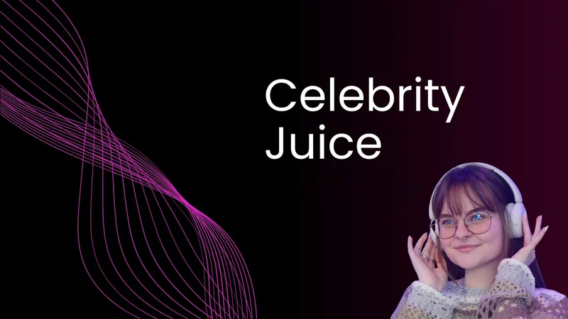 Artwork for Celebrity Juice: the station wave graphic, the show name and a cut-out photograph of the presenter in headphones