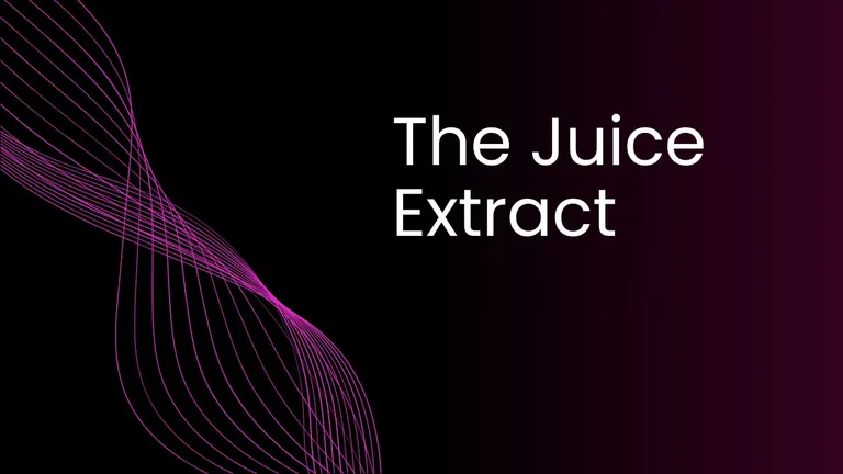 Artwork for The Juice Extract, the show name on a black ground beside a magenta sound wave